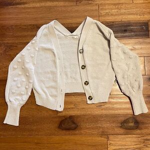 Women's Cream Textured Cardigan
